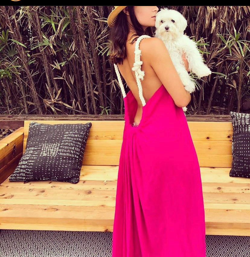 Handmade Backless Maxi Beach Dress ZOE, Organic Cotton