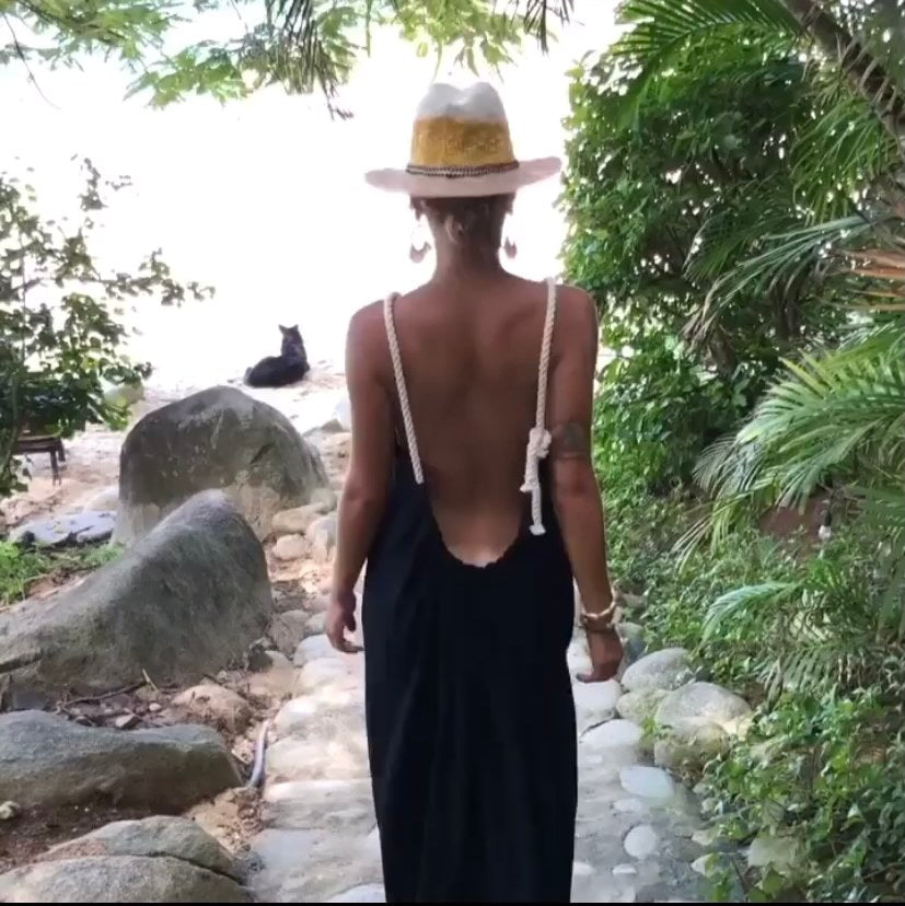 Handmade Backless Maxi Beach Dress ZOE, Organic Cotton
