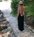 Handmade Backless Maxi Beach Dress ZOE, Organic Cotton