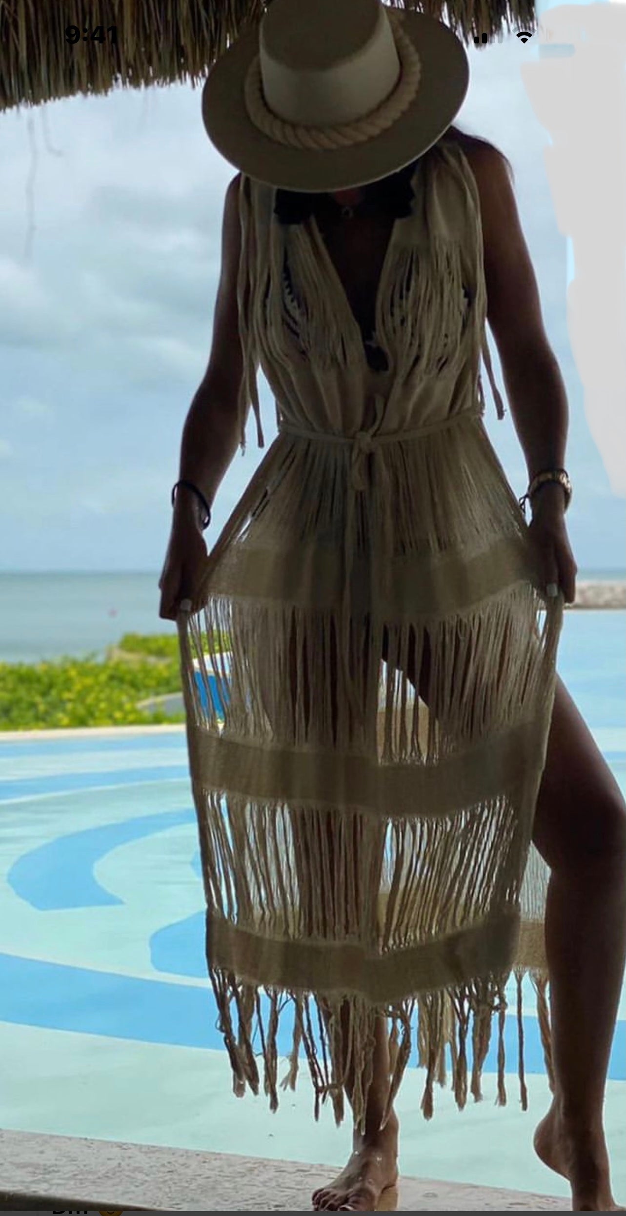 Handmade Frayed Maxi Beach Dress CABO, Swim cover-up