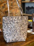 Fine Hand-Tooled Leather Tote Bag "ELODIA", more colors