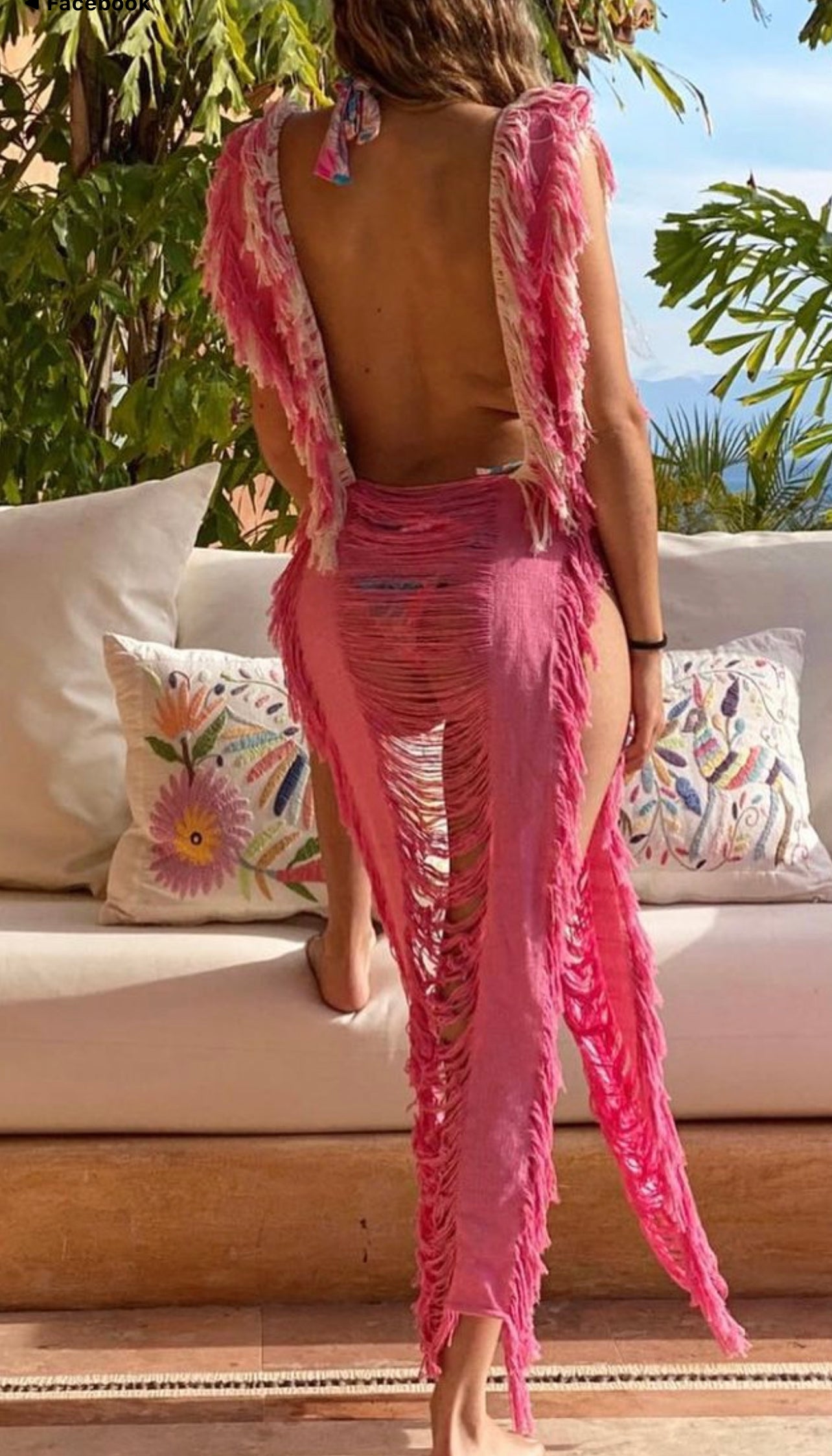 Handmade Frayed Maxi Beach Dress ANNA BARBAS Swim Cover Up, more colors