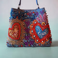 Hand-Painted  & Hand-Embroidered Denim Tote Bag - Piece of Art