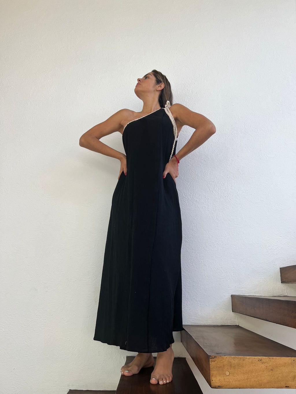 Handmade Boho One-Shoulder Maxi Beach Dress "GRECIA", by ALLE BOHO