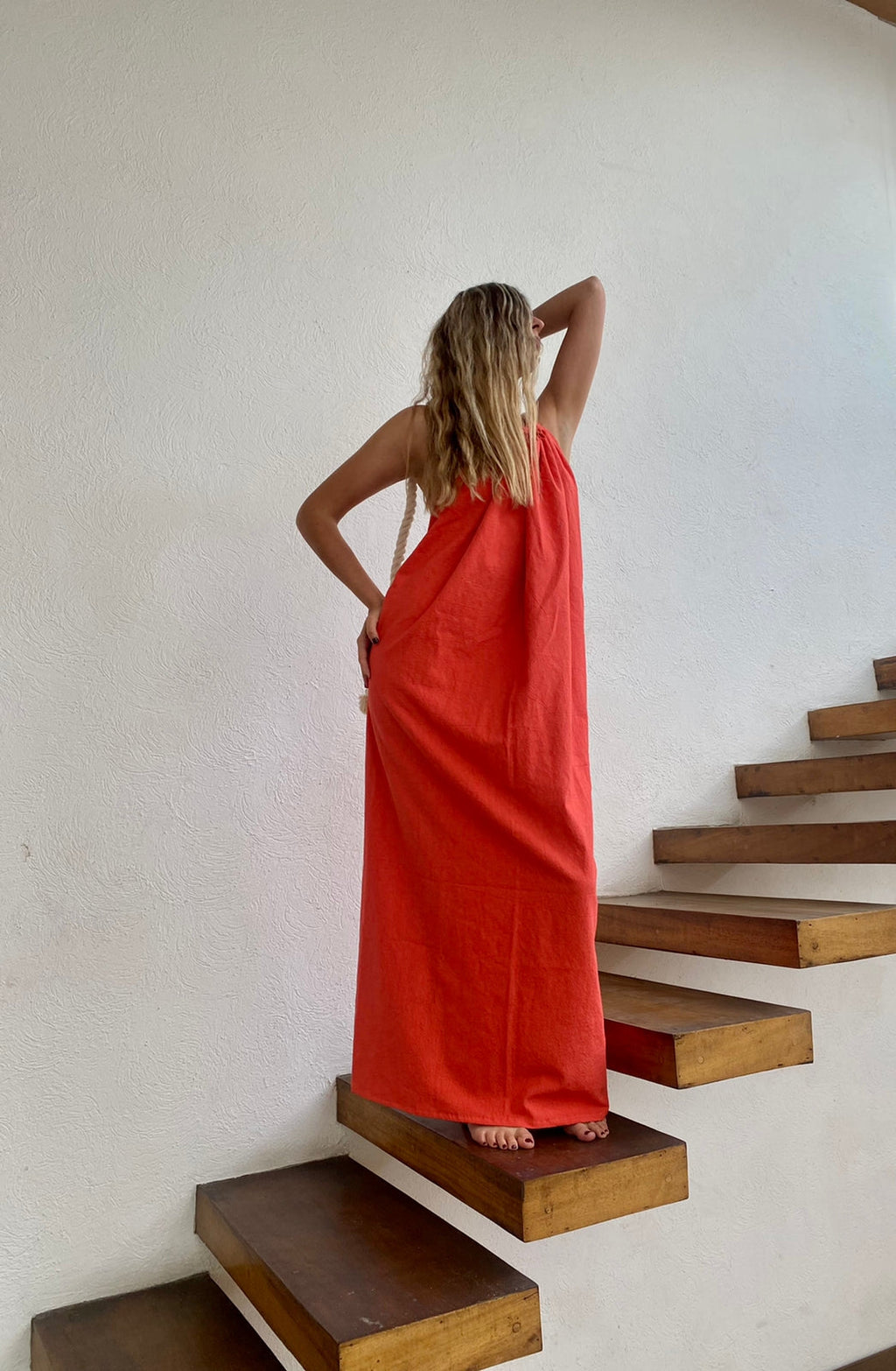 Handmade Backless Maxi Beach Dress ZOE, Organic Cotton